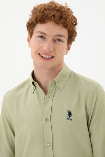 USPA Men Shirt Slim Full Sleeve Light Khaki VR183 USPSH347 US Polo Assn.